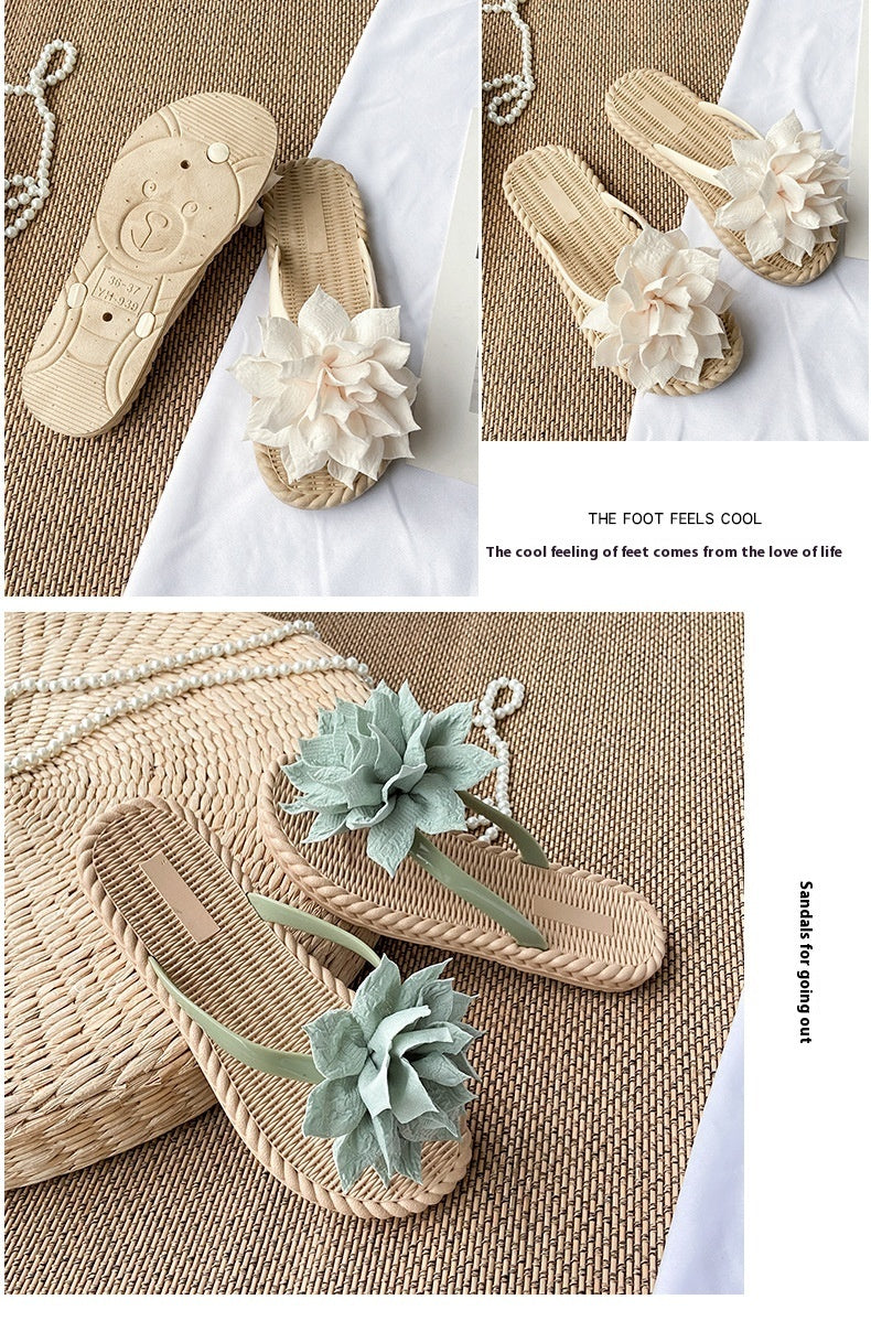 Gentle Woman Flowers All-matching Flat Shoes Non-slip Beach Sandals - Melissa