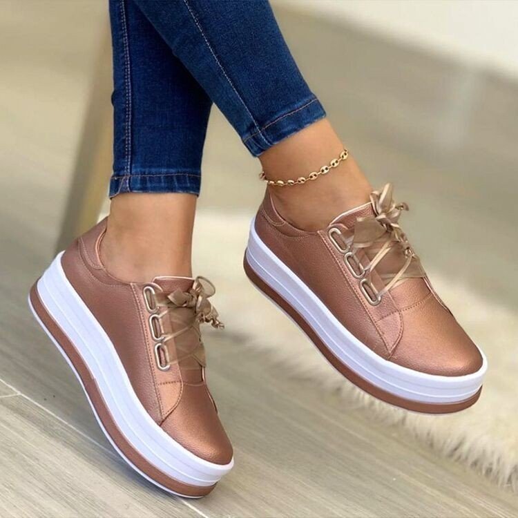 Fashion Flats Sneakers Women Ribbon Lace-up Platform Shoes - Melissa