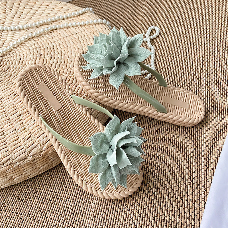 Gentle Woman Flowers All-matching Flat Shoes Non-slip Beach Sandals - Melissa