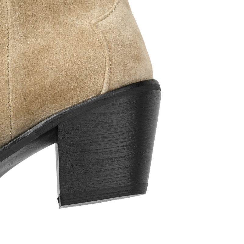 Fleece Round Toe Thick Heel Martin Boots