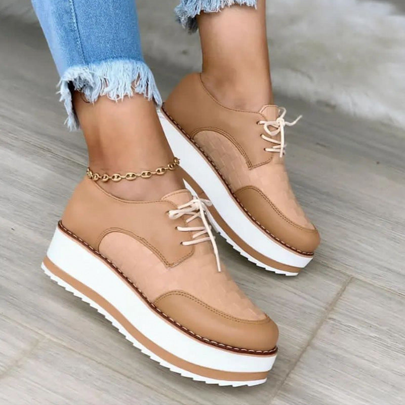 Lace-up Shoes Thick Bottom Checkerboard Design Flats Shoes Women - Melissa