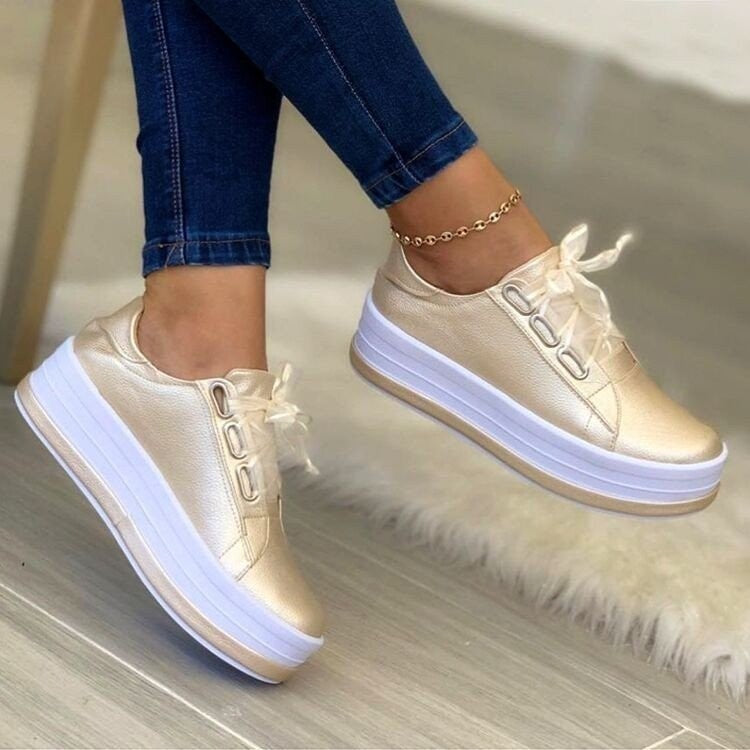 Fashion Flats Sneakers Women Ribbon Lace-up Platform Shoes - Melissa