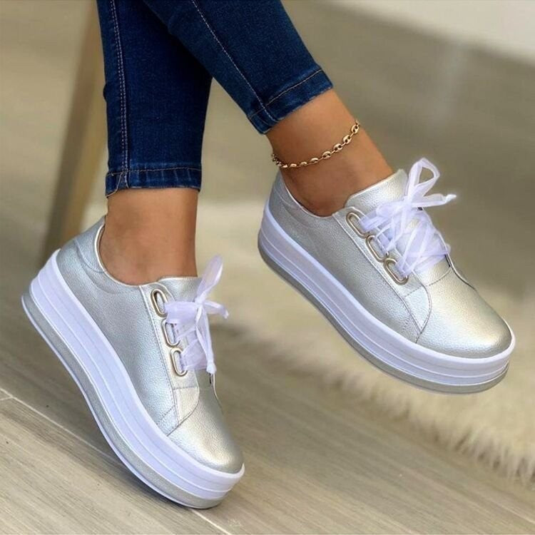 Fashion Flats Sneakers Women Ribbon Lace-up Platform Shoes - Melissa