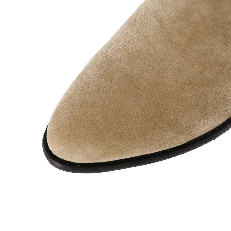 Fleece Round Toe Thick Heel Martin Boots