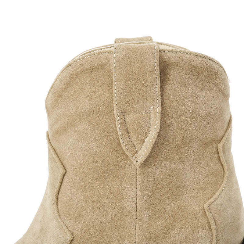 Fleece Round Toe Thick Heel Martin Boots