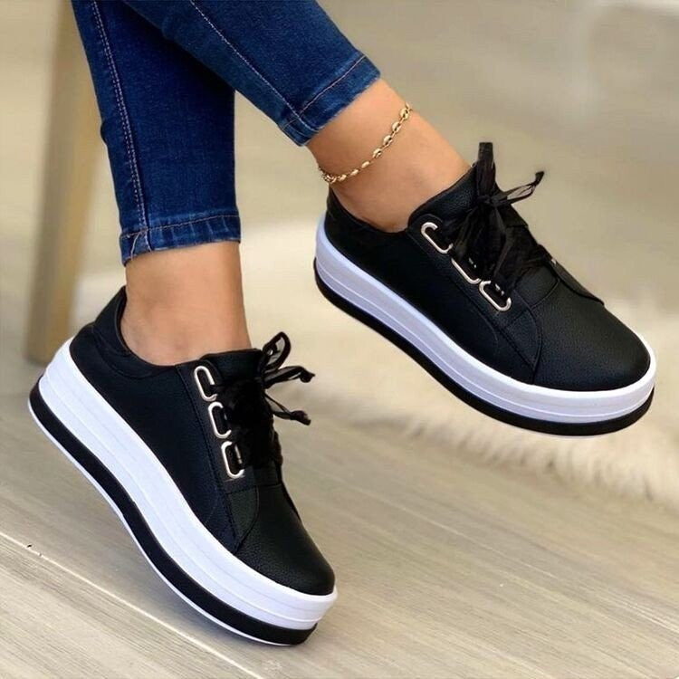 Fashion Flats Sneakers Women Ribbon Lace-up Platform Shoes - Melissa